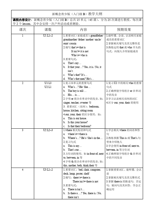 新概念青少版(入门级B)教学大纲 (2)