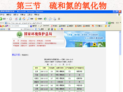 高一化学第四章第三节 硫和氮的氧化物(人教版必修1)