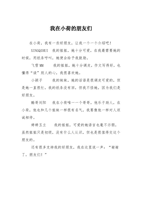 小学记叙文作文:我在小荷的朋友们