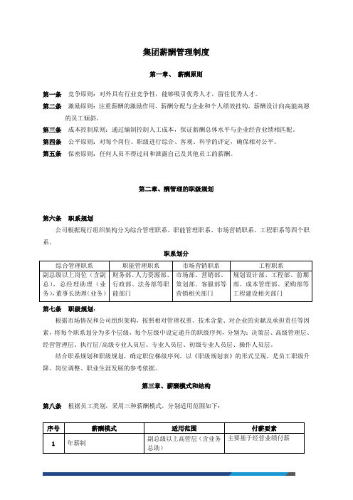 集团薪酬管理制度2017