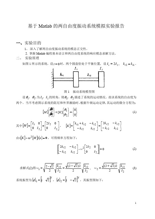 基于Matlab的二自由度系统模拟实验