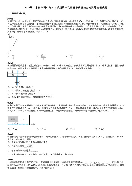 2024届广东省深圳市高三下学期第一次调研考试理综全真演练物理试题