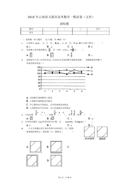 2018年云南省玉溪市高考数学一模试卷(文科)