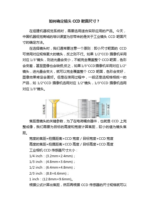 如何确定镜头CCD靶面尺寸？