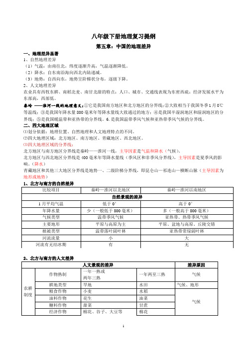 人教版八年级下册地理复习提纲