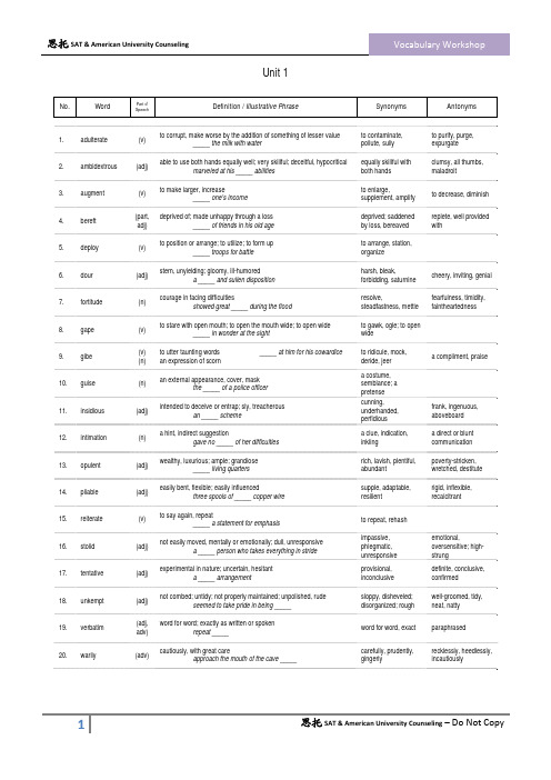 Vocabulary Workshop Unit 1-3