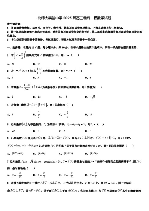 北师大实验中学2025届高三最后一模数学试题含解析