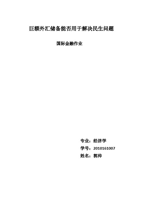 巨额外汇储备能否用于解决民生问题