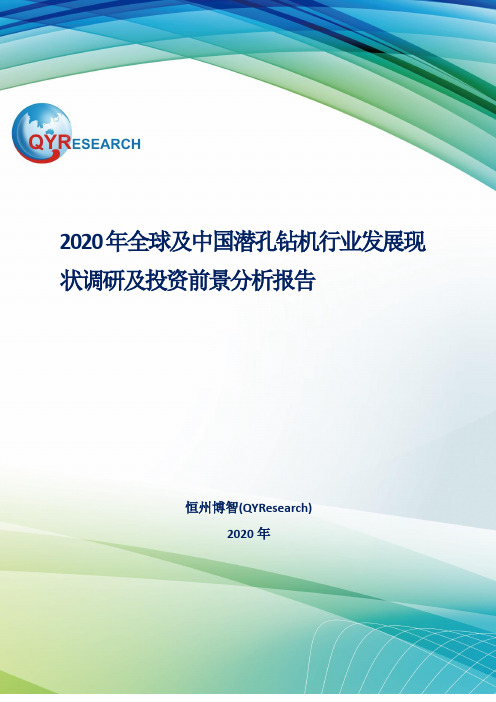 2020年全球及中国潜孔钻机行业发展现状调研及投资前景分析报告