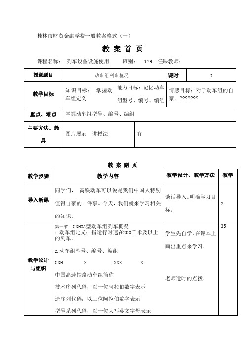 CRa型动车组列车概况