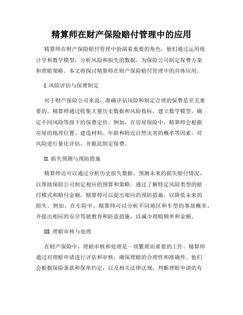 精算师在财产保险赔付管理中的应用