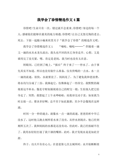 我学会了珍惜精选作文4篇