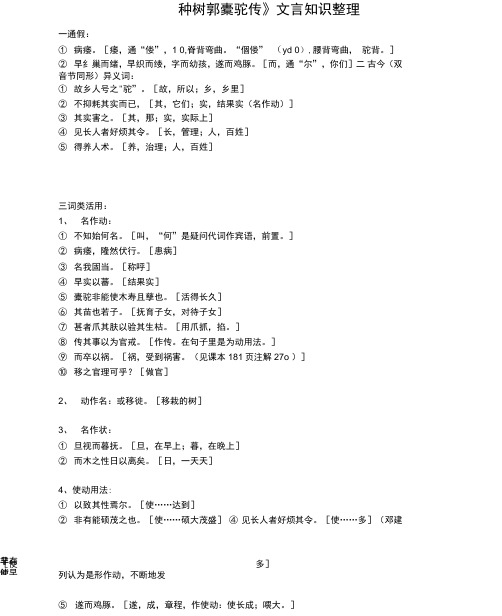 《种树郭橐驼传》文言知识整理