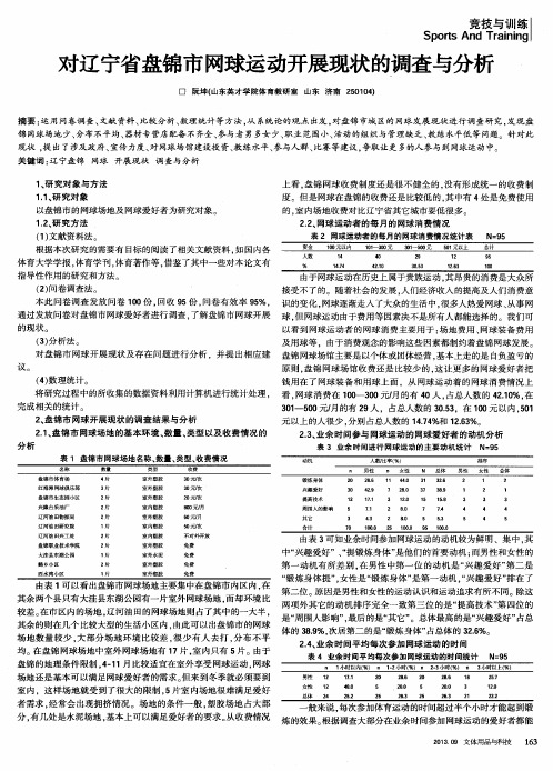 对辽宁省盘锦市网球运动开展现状的调查与分析