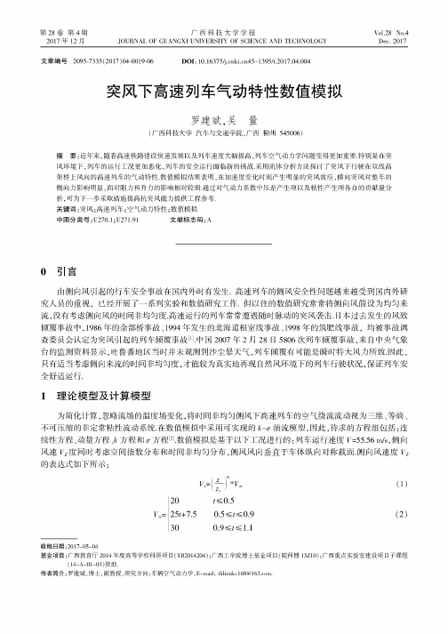 突风下高速列车气动特性数值模拟