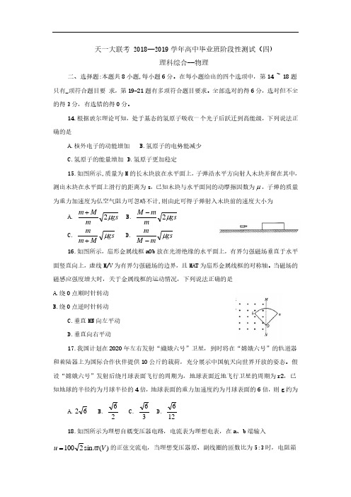 河南省天一大联考2019届高三阶段性测试(四)理科综合及答案