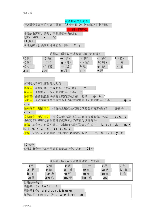 汉语拼音学习大全___完整版