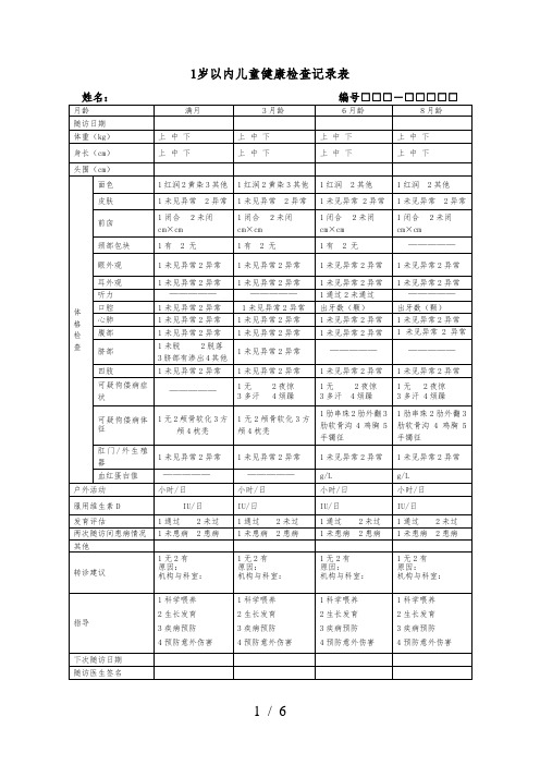 0-6岁儿童健康检查记录表(全套)-2