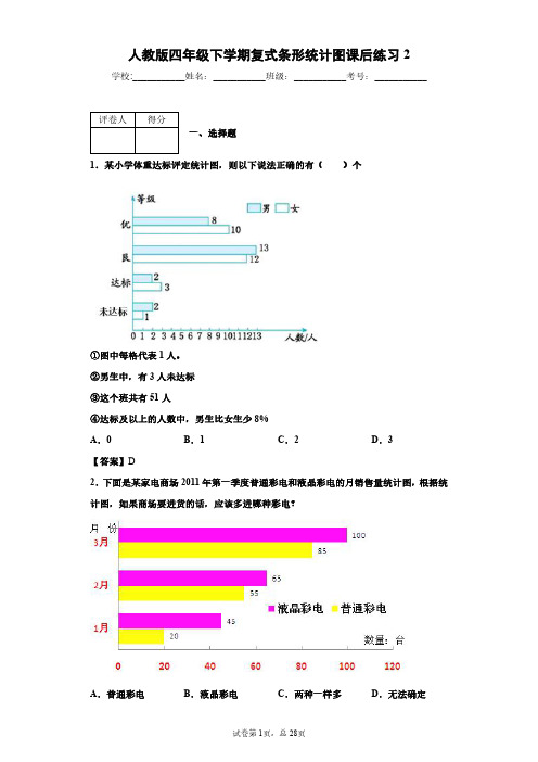 人教版四年级下学期复式条形统计图课后练习2