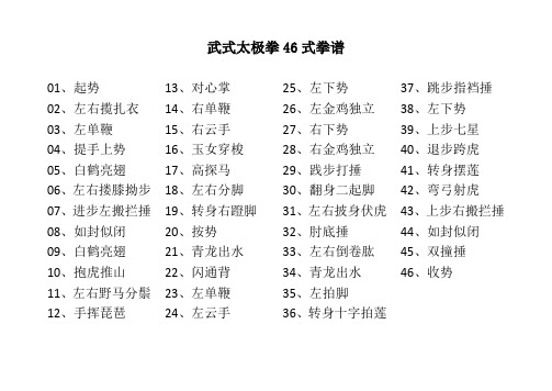 武式太极拳46式拳谱