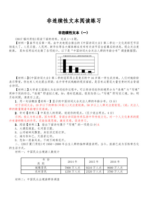 新人教版七年级语文非连续性文本阅读训练及答案