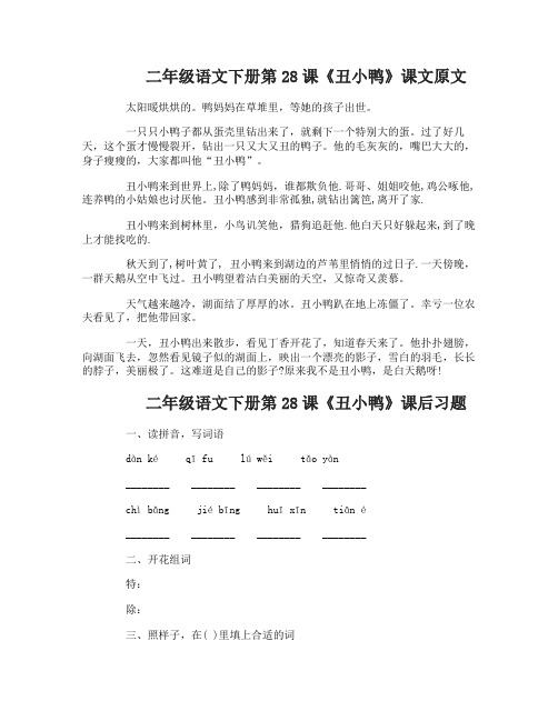 二年级语文下册28丑小鸭