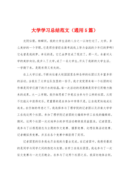 大学学习总结范文(通用5篇)