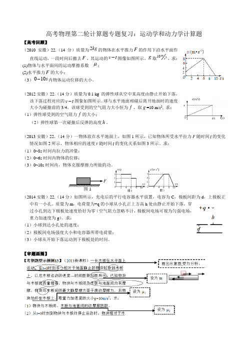 2015二轮专题计算一 运动学和动力学计算题