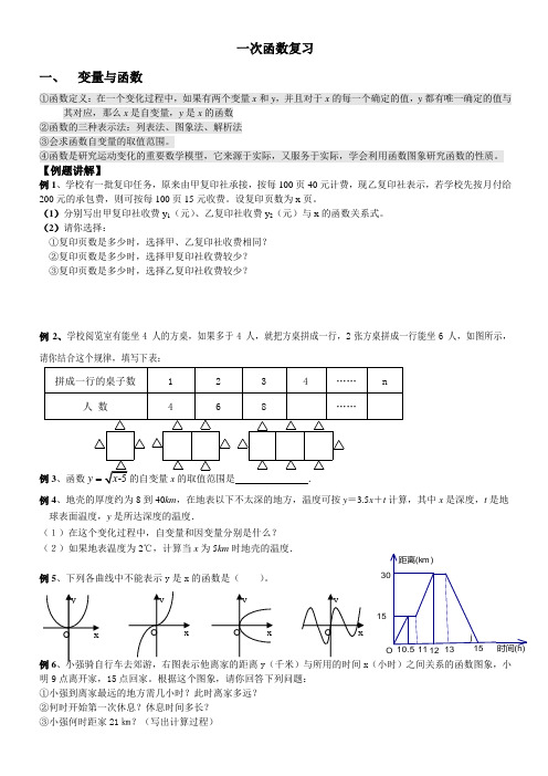 一次函数知识点复习(详解加练习)