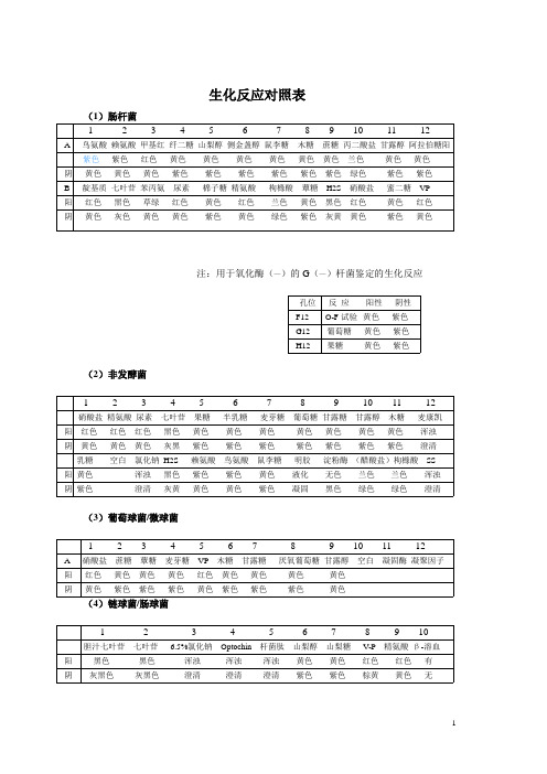 细菌生化反应对照表