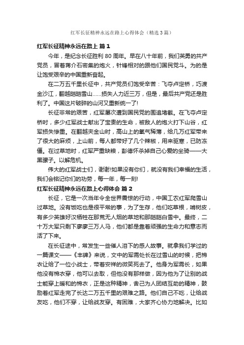 红军长征精神永远在路上心得体会（精选3篇）