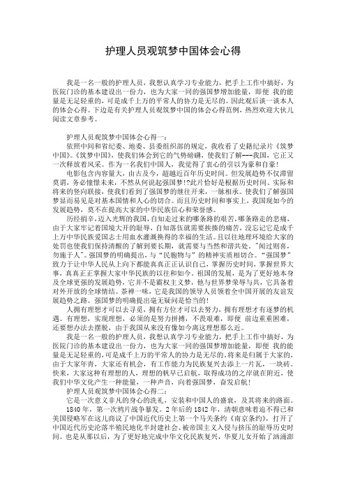 护理人员观筑梦中国体会心得