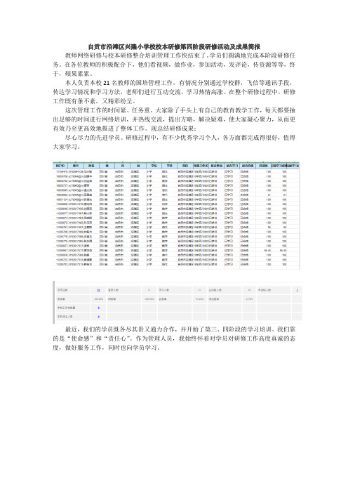 自贡市沿滩区兴隆小学校校本研修第四阶段研修活动及成果简报