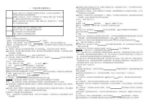 人民版历史选修二2.1写进法律文献的民主学案设计 无答案