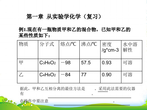 内蒙古伊图里河高级中学高一化学《从实验学化学2》复习课件