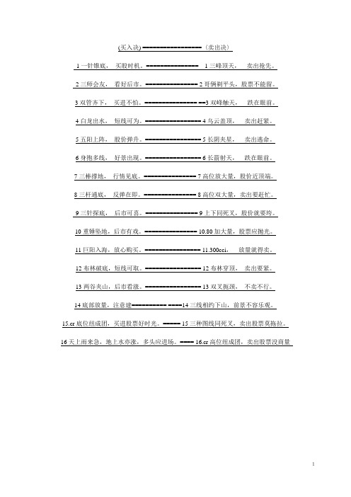 32种k线买卖口诀图解