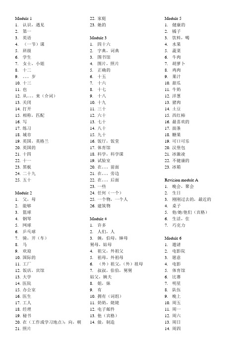 初一上word list