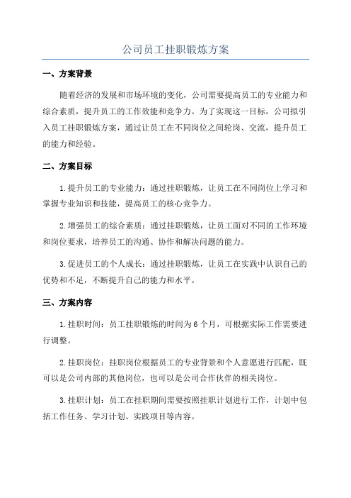 公司员工挂职锻炼方案