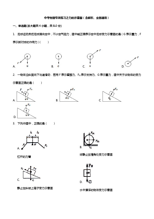  中考物理专项练习之力的示意图(含解析)