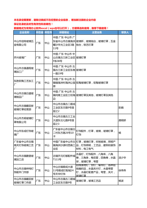 2020新版广东省中山玻璃灯罩工商企业公司名录名单黄页联系方式大全60家