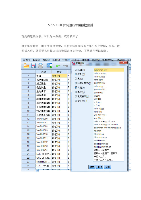 SPSS19.0如何 进行年度数据预测