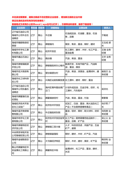 2020新版辽宁省重油工商企业公司名录名单黄页大全75家