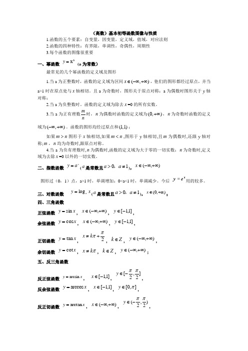 考研高数基本初等函数图像与性质