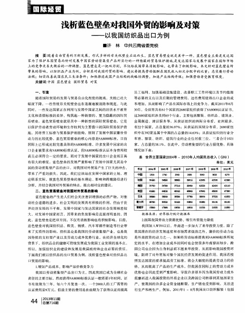 浅析蓝色壁垒对我国外贸的影响及对策——以我国纺织品出口为例