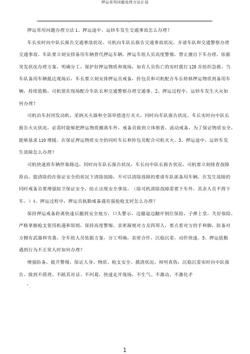 押运常用问题处理方法计划