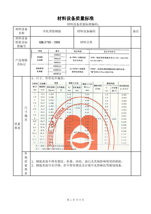 冷轧钢筋技术标准