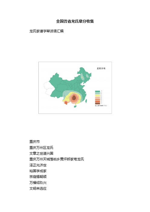 全国各省龙氏辈分收集