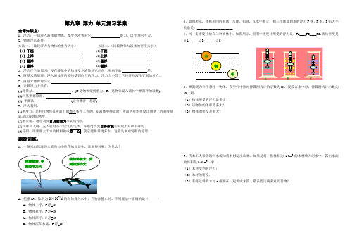 新沪科版八年级物理全册第九章 浮力 单元复习学案