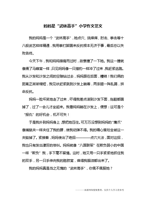 妈妈是“武林高手”小学作文范文