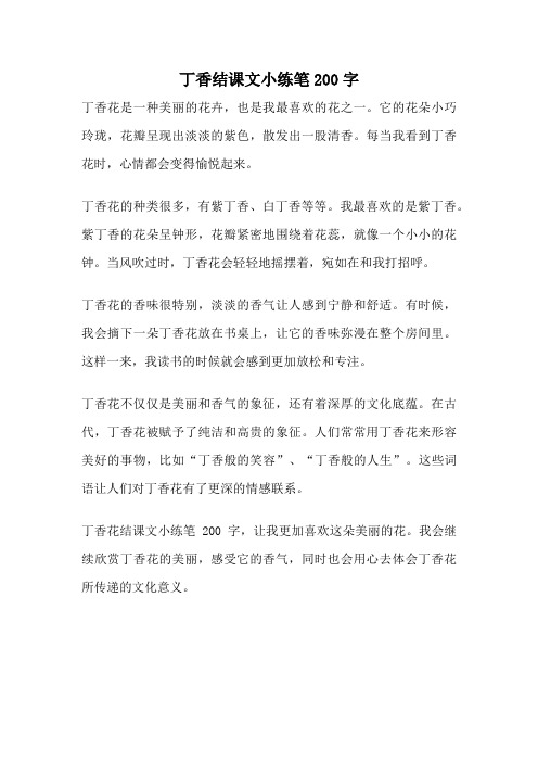 丁香结课文小练笔200字